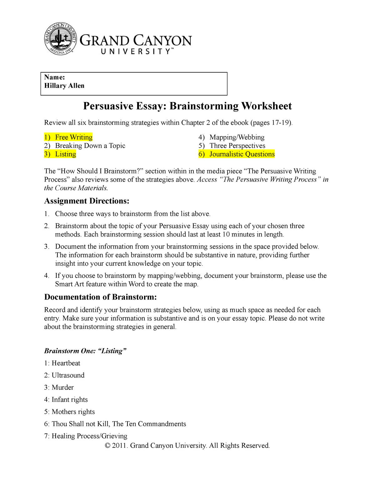 common app essay brainstorming worksheet