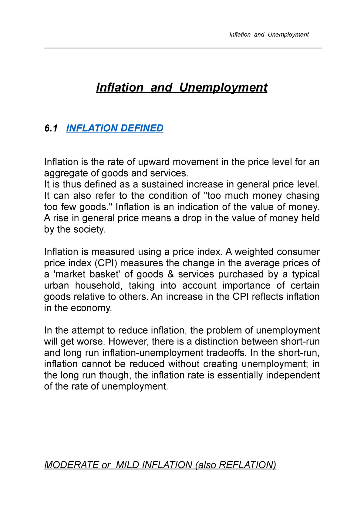 week 6 case study macroeconomic analysis unemployment and inflation