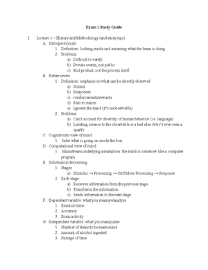PSYCH 240 Exam 2 Study Guide - Lecture 9 - Working Memory Thinking ...