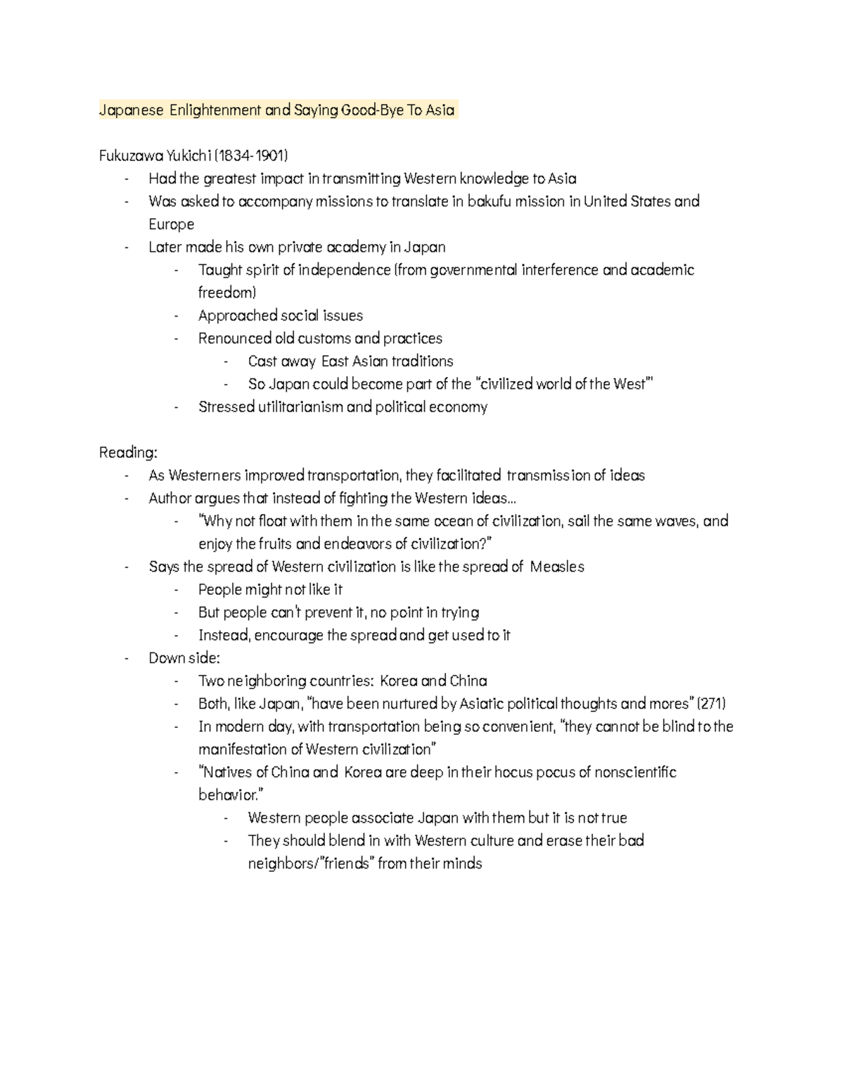 Saying GoodBye to Asia Japanese Enlightenment and Saying GoodBye To