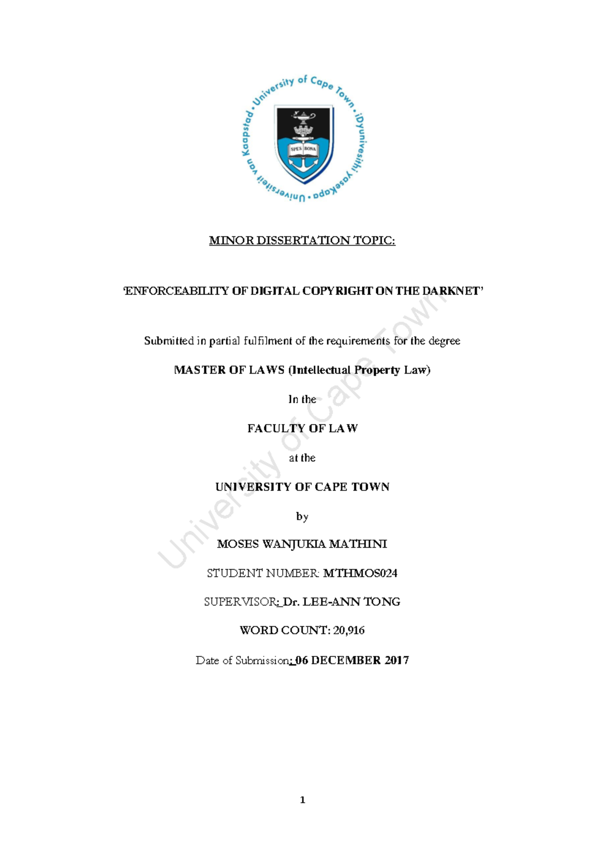 Thesis law 2018 mathini moses wanjukia - University of Cape Town MINOR ...