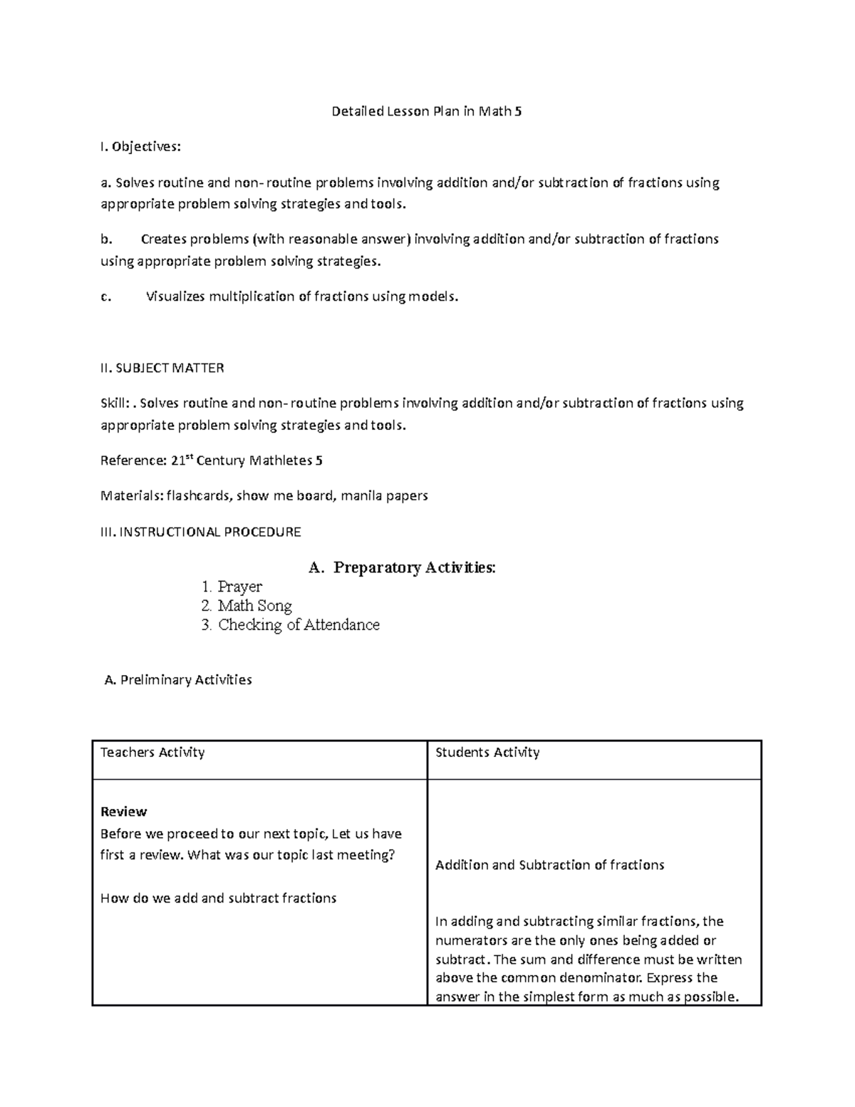 Grade 5 dlp 2 - lesson plan - Detailed Lesson Plan in Math 5 I ...