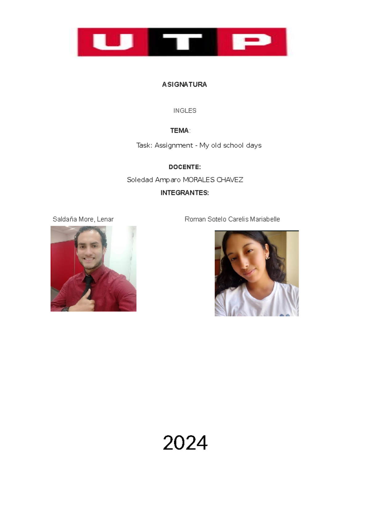 TEMA semana 5 ingles-1 - ASIGNATURA INGLES TEMA: Task: Assignment - My ...