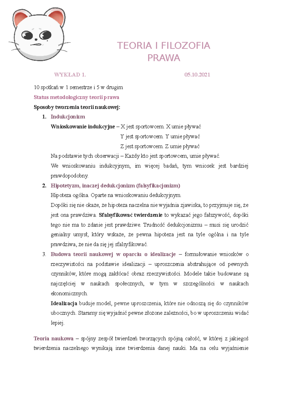 Teoria I Filozofia Prawa wykład z prof. Smolakiem - TEORIA I FILOZOFIA