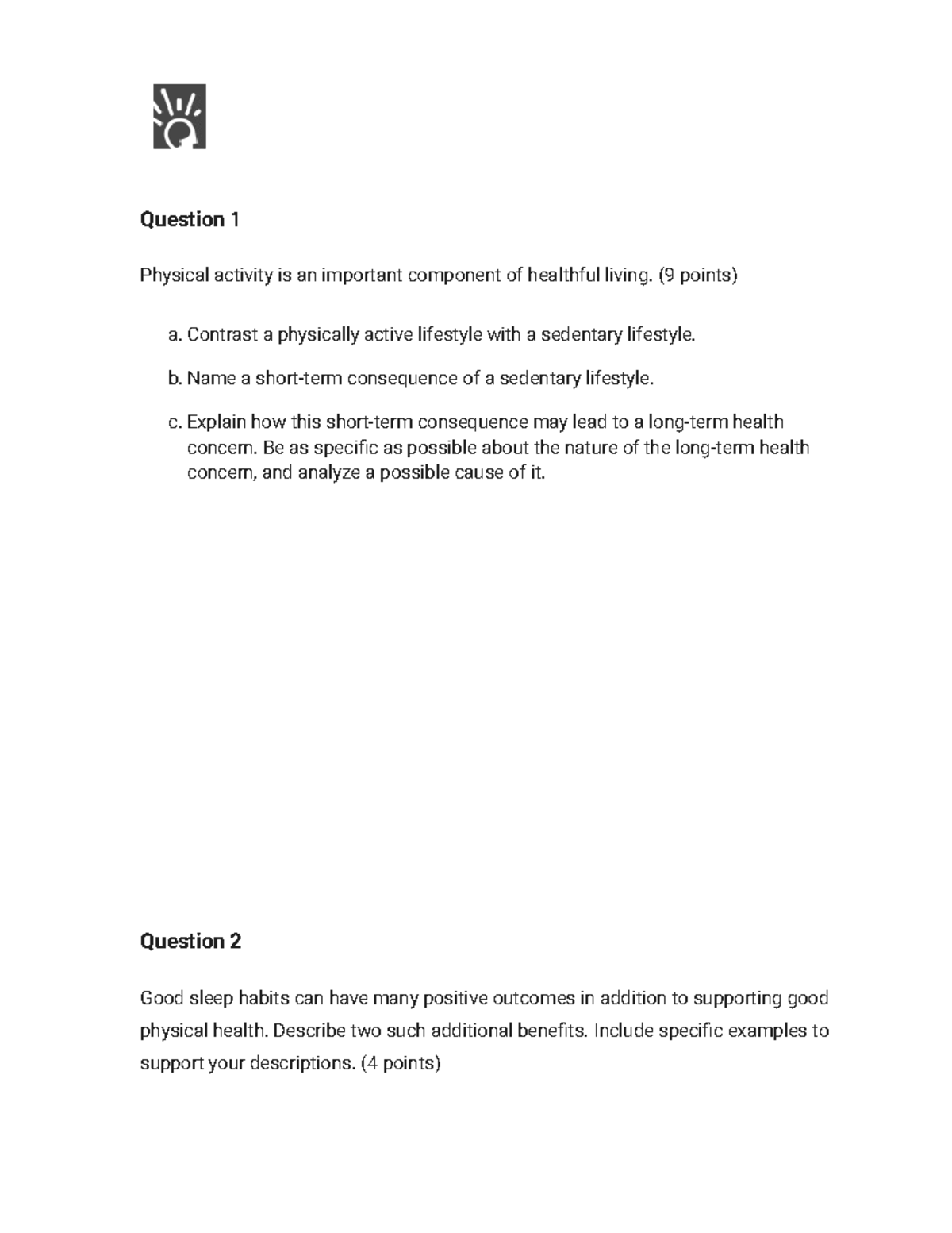 2.4.3 assignmnet for helath apex - Physical activity is an important ...