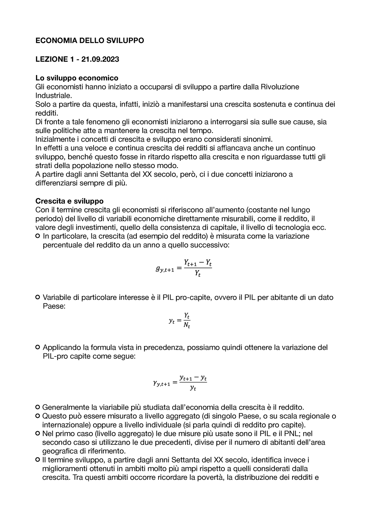 Economia Dello Svilippo ECONOMIA DELLO SVILUPPO LEZIONE 1 21. Lo