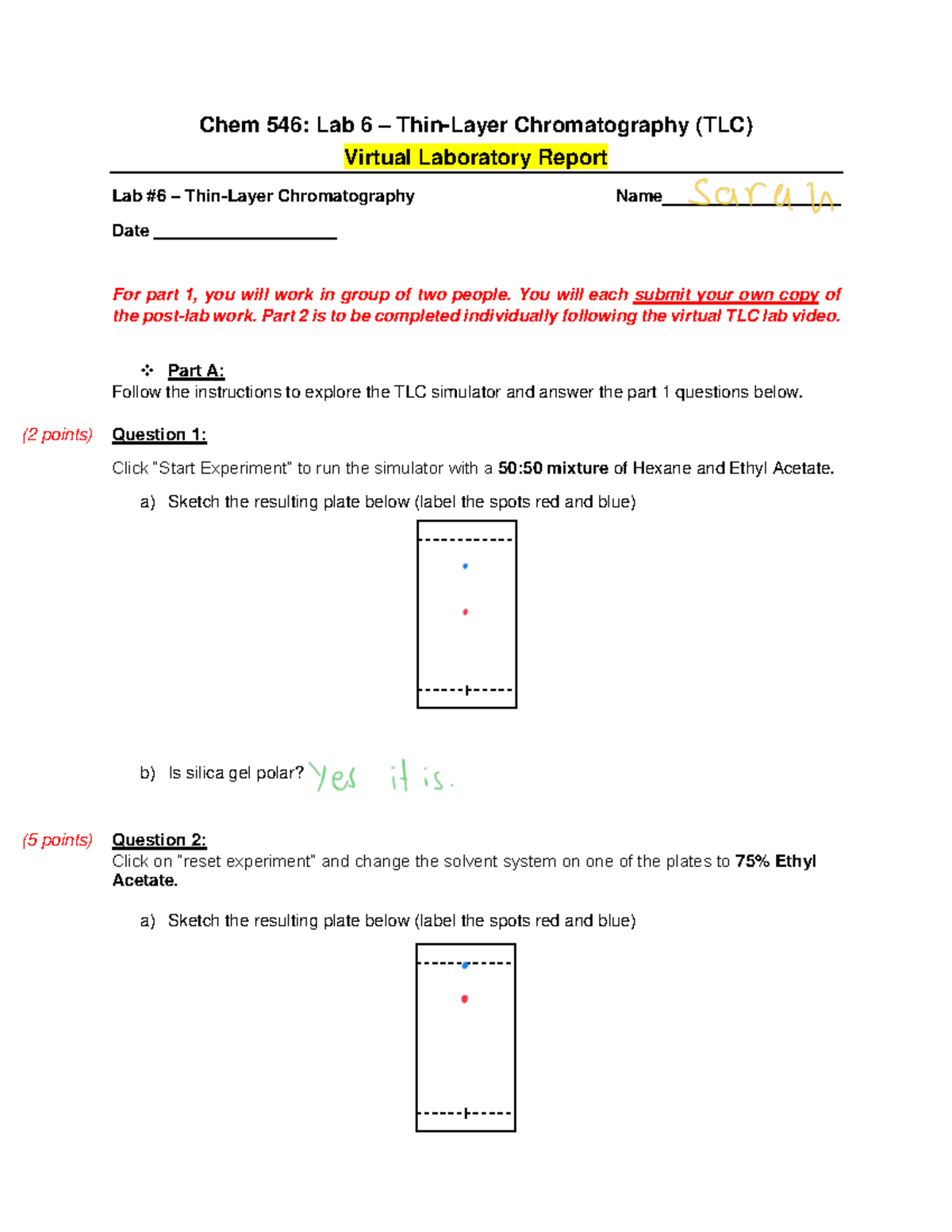 CHEM+546+Virtual+Lab+236+ThinLayer+Chromatography+Report Chem 546