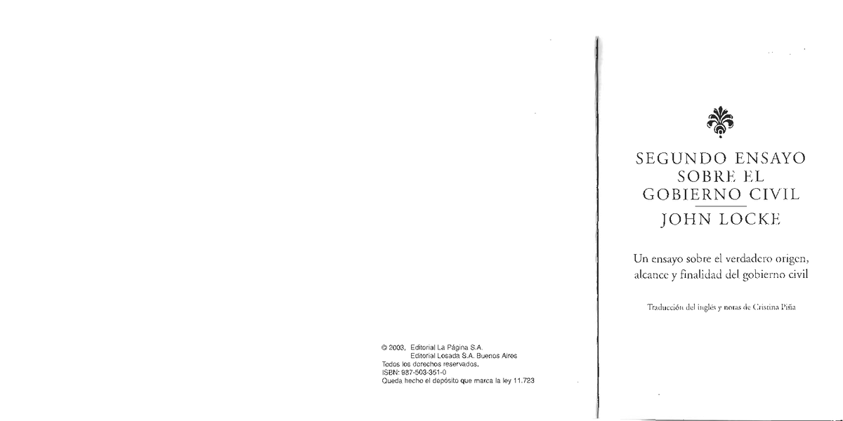 U.4 Locke, John - 2º ensayo sobre el gobierno civil- Selecc.Cap. I-V