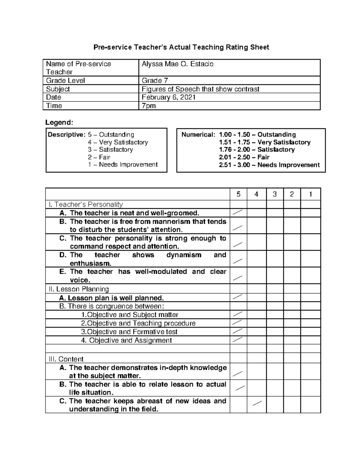 Microteaching-Rating-Sheet- (From Baldicanas) - Pre-service Teacher’s ...