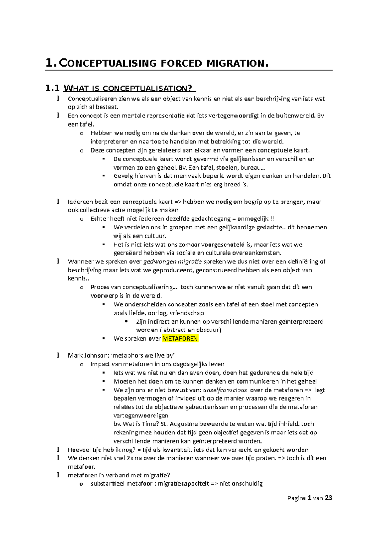 Samenvatting Teksten IP 1 CONCEPTUALISING FORCED MIGRATION 1 WHAT 