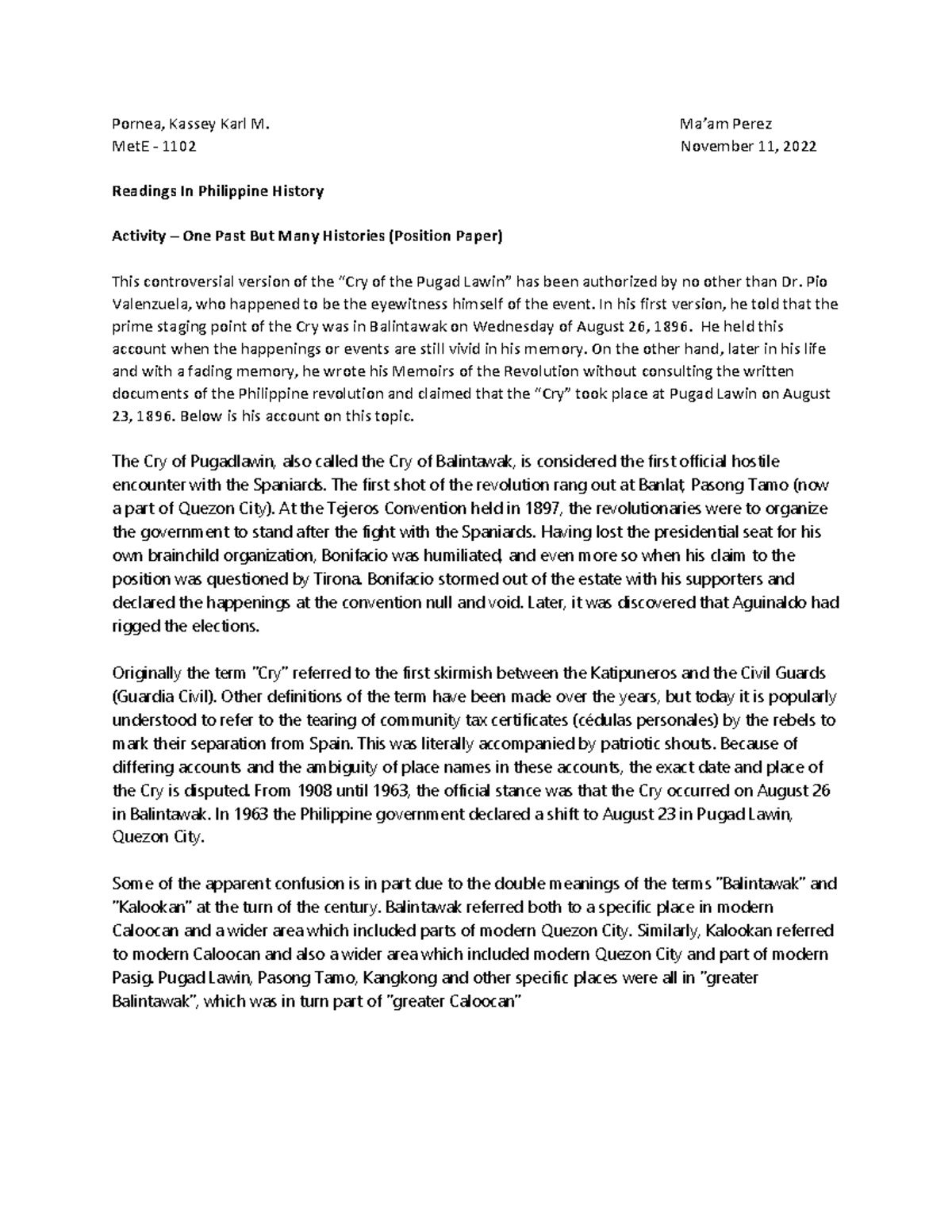 Activity – One Past But Many Histories (Position Paper) - Pornea ...