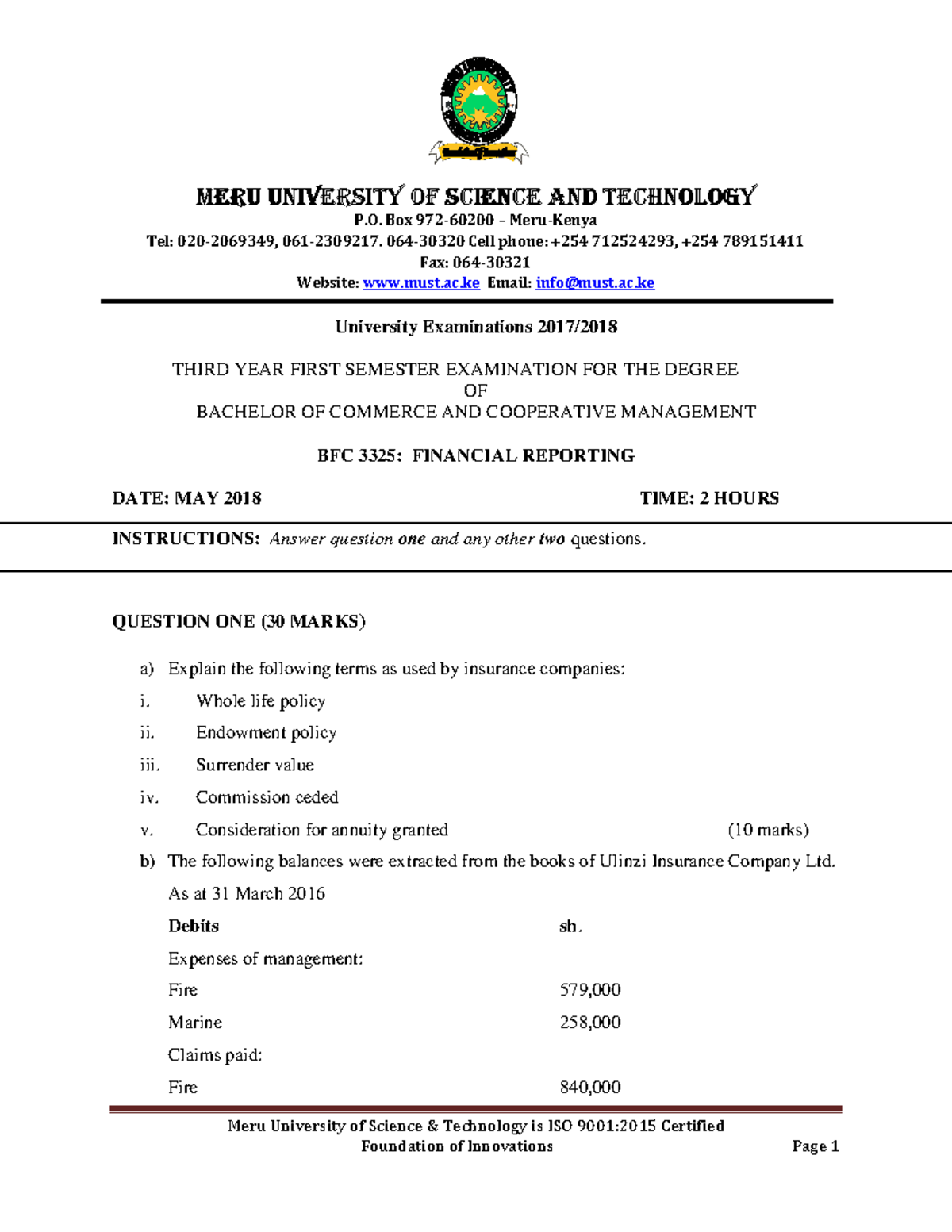 BFC 3325 Financial Reporting - Meru University of Science & Technology ...