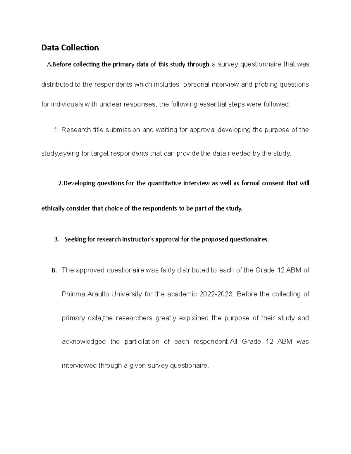 Data Collection and Data Analysis - Data Collection A collecting the ...