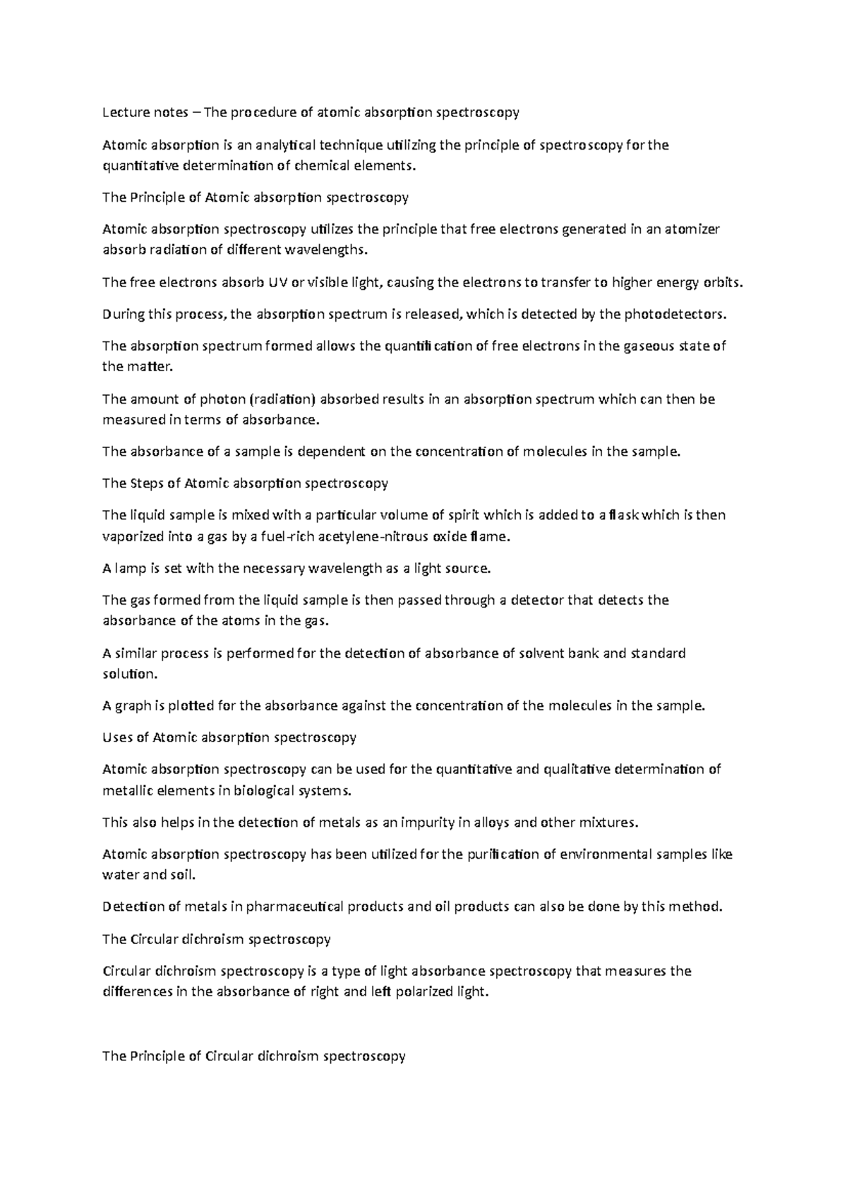 Lecture notes – The procedure of atomic absorption spectroscopy ...