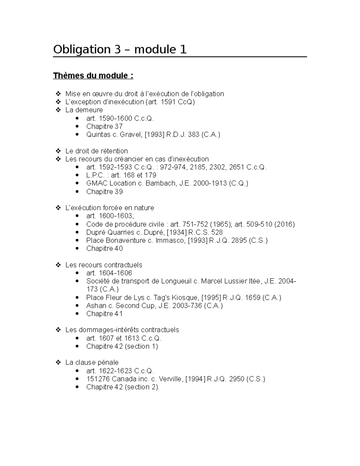 Obligation III - module 1 - Obligation 3 – module 1 Thèmes du module ...