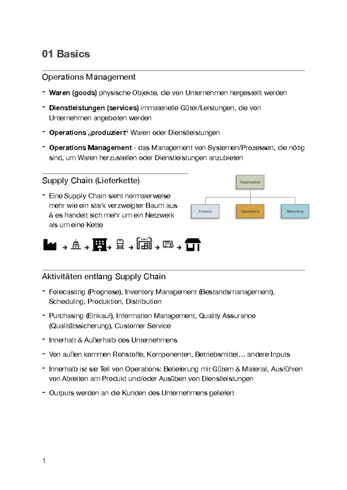 Supply chain ZF - Zusammenfassung - 01 Basics Operations Management ...
