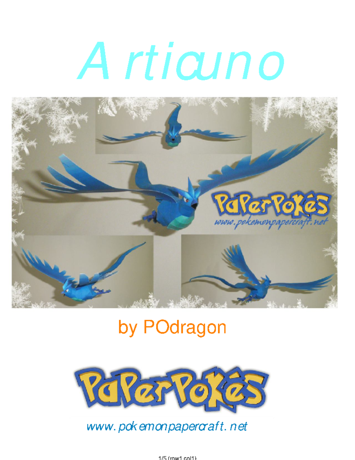 Articuno Swoop Letter Lined - by POdragon Articuno pokemonpapercraft ...