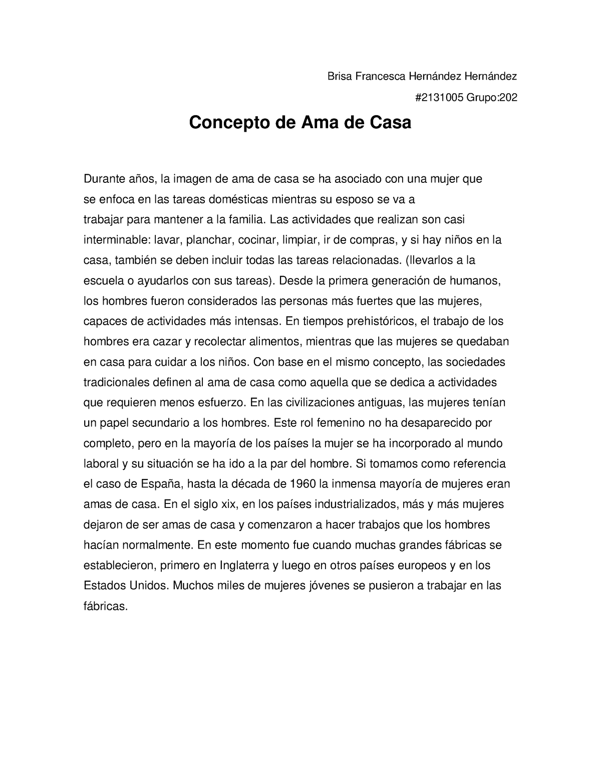 Concepto De Ama De Casa Brisa Francesca Hernández Hernández 2131005