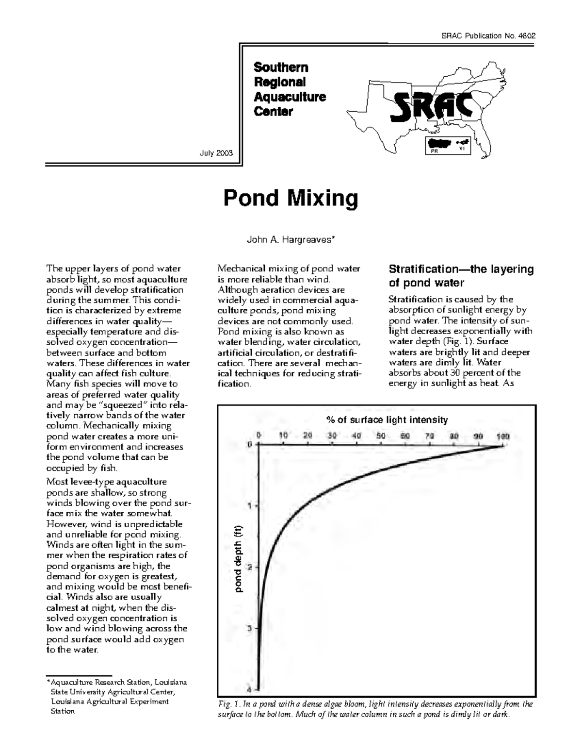 Aquaculture Unit 3 Pond Mixing - The upper layers of pond water absorb ...