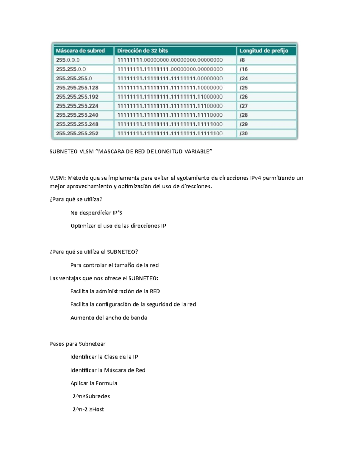 Subneteo VLSM - SUBNETEO VLSM “MASCARA DE RED DE LONGITUD VARIABLE ...