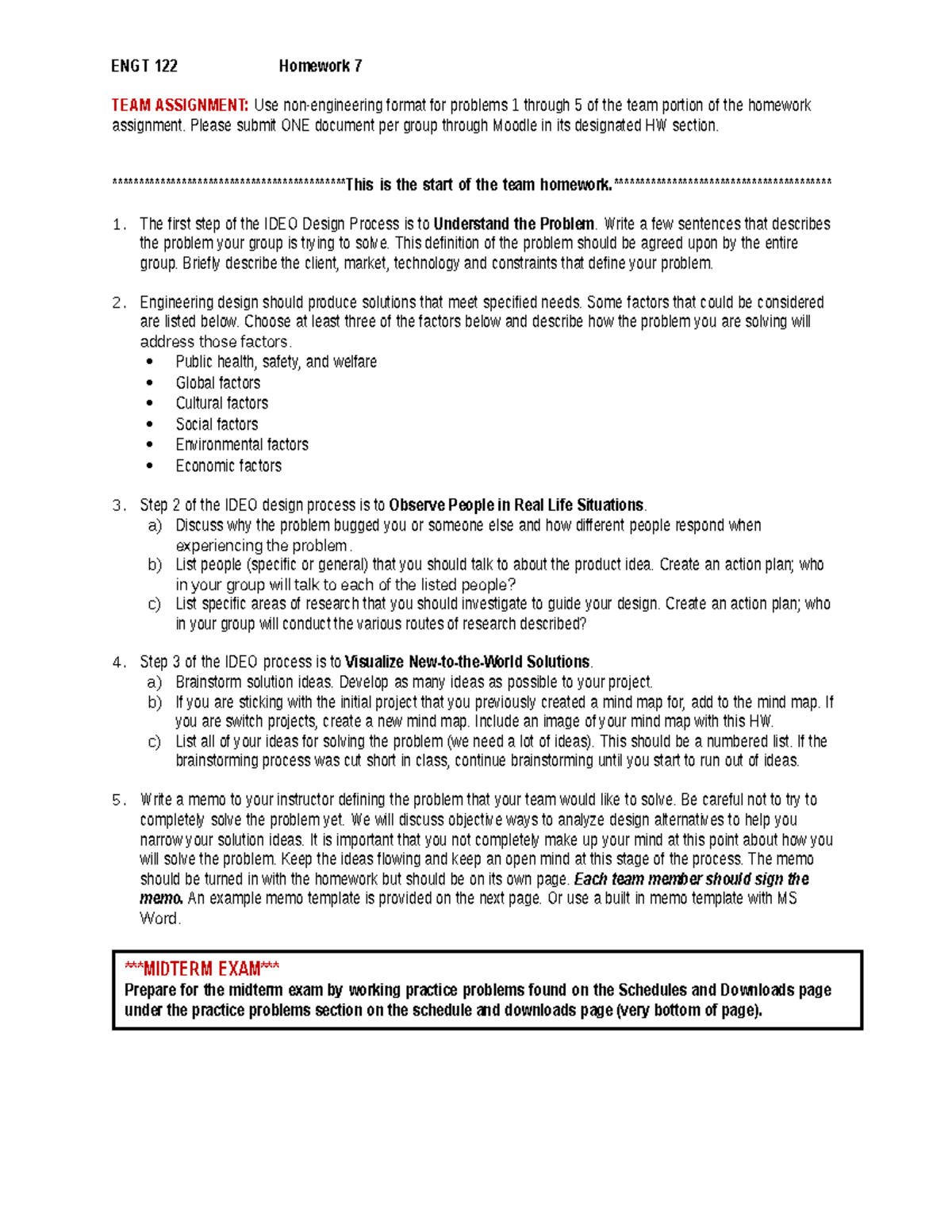 Homework 7 ENGT122- unfinished - ENGT 122 Homework 7 TEAM ASSIGNMENT ...