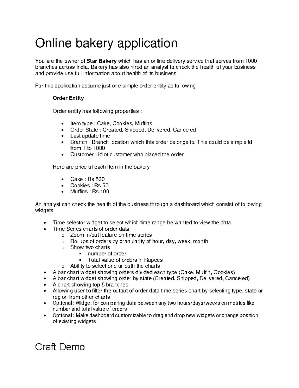 Chezuba Software Developer Assigment - Online bakery application You ...