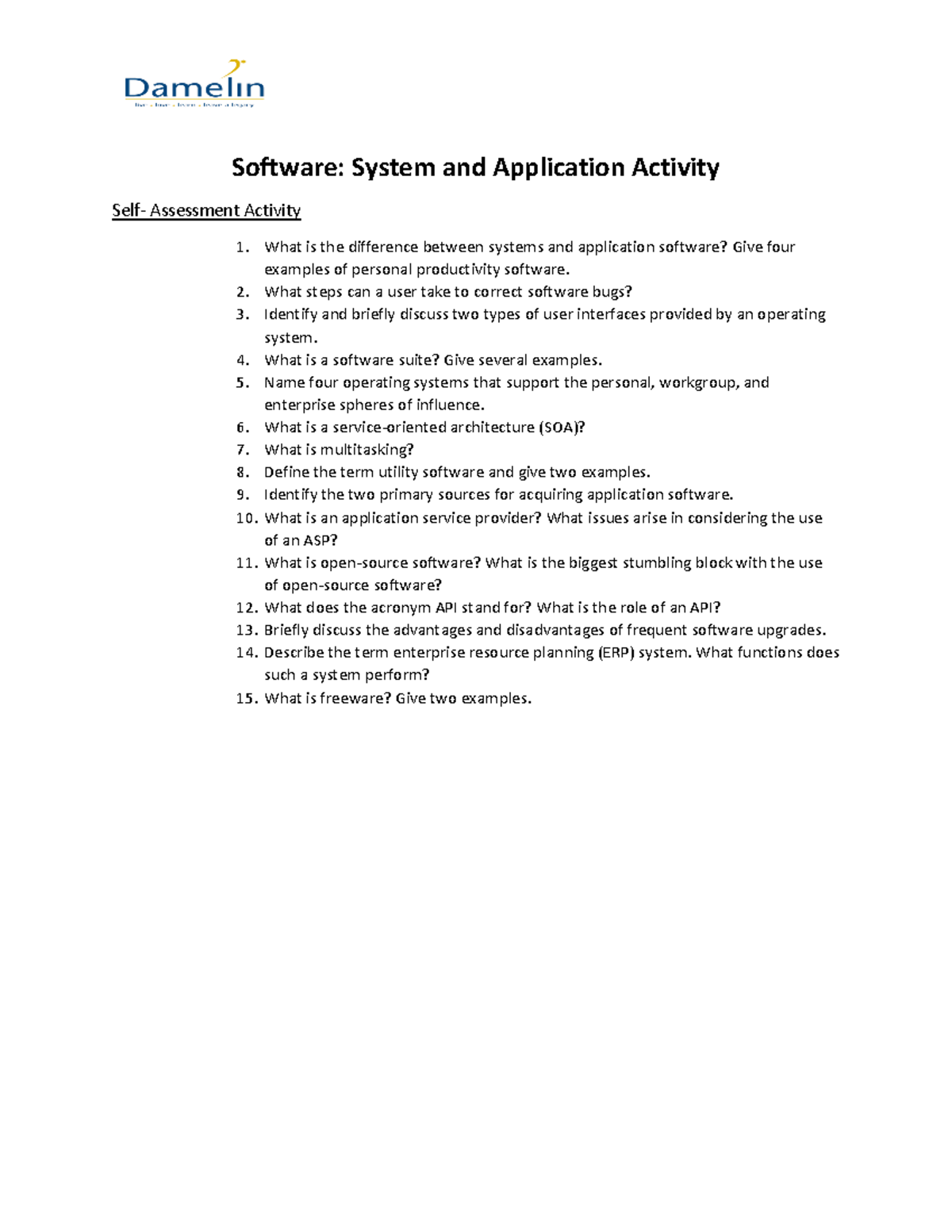 Software Week8 Activity AR - Software: System and Application Activity ...