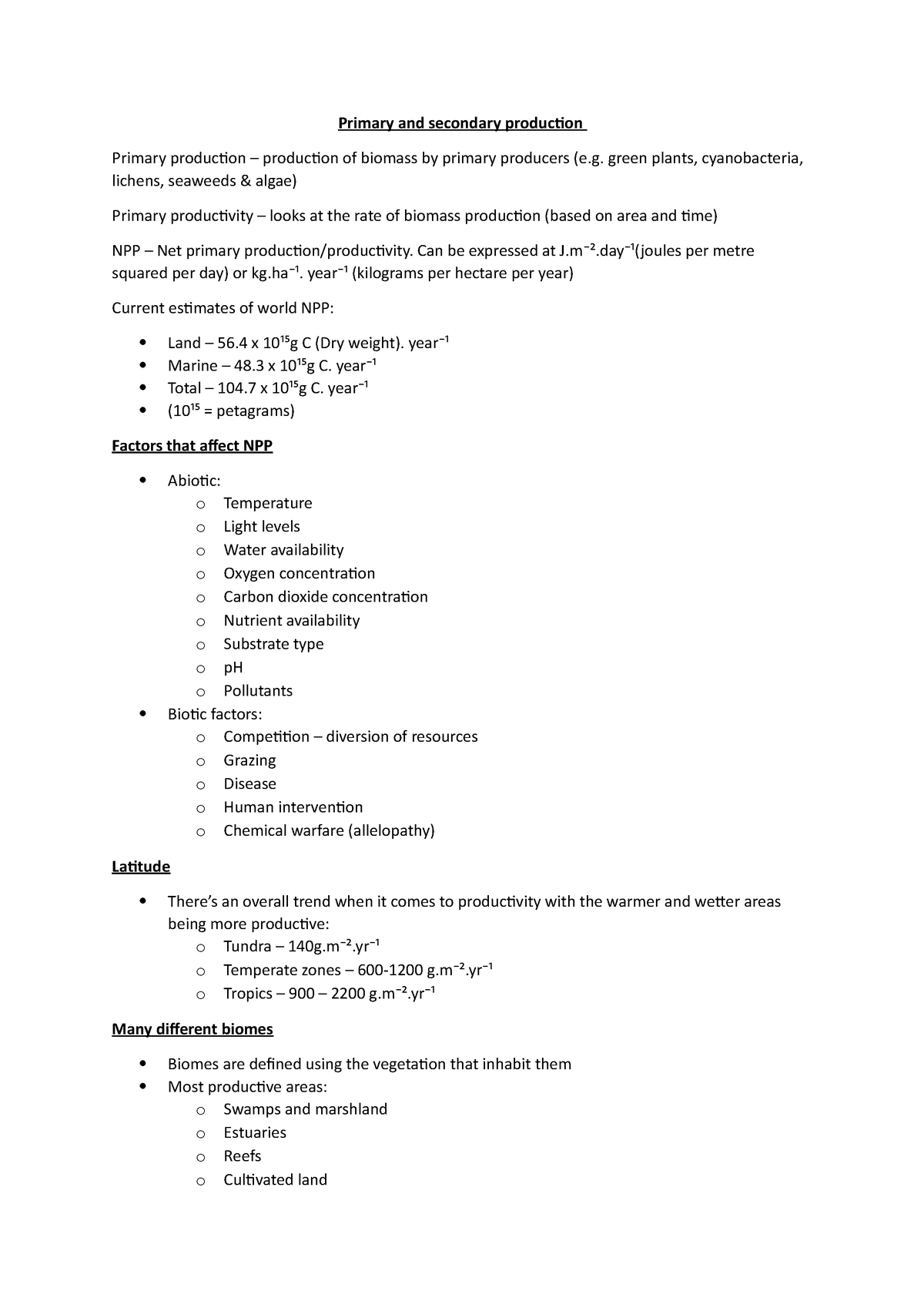 Primary and secondary production - Primary and secondary production ...