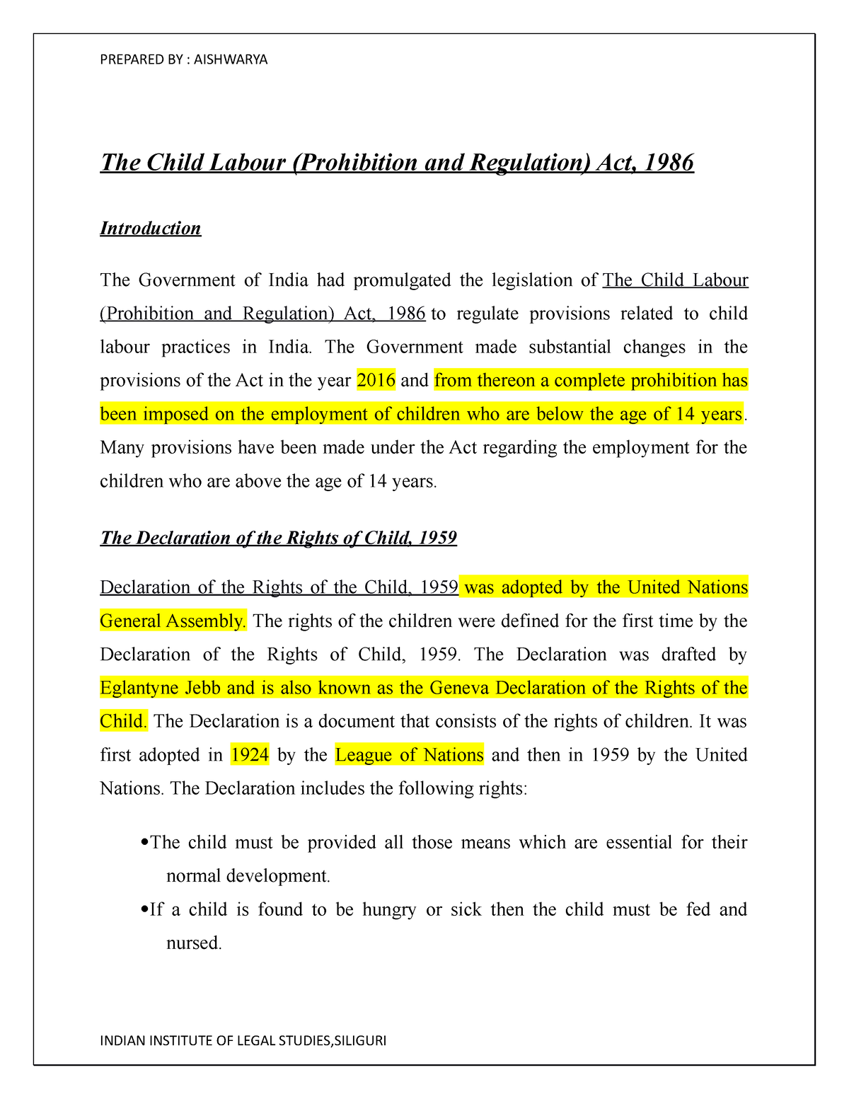 child labour act essay