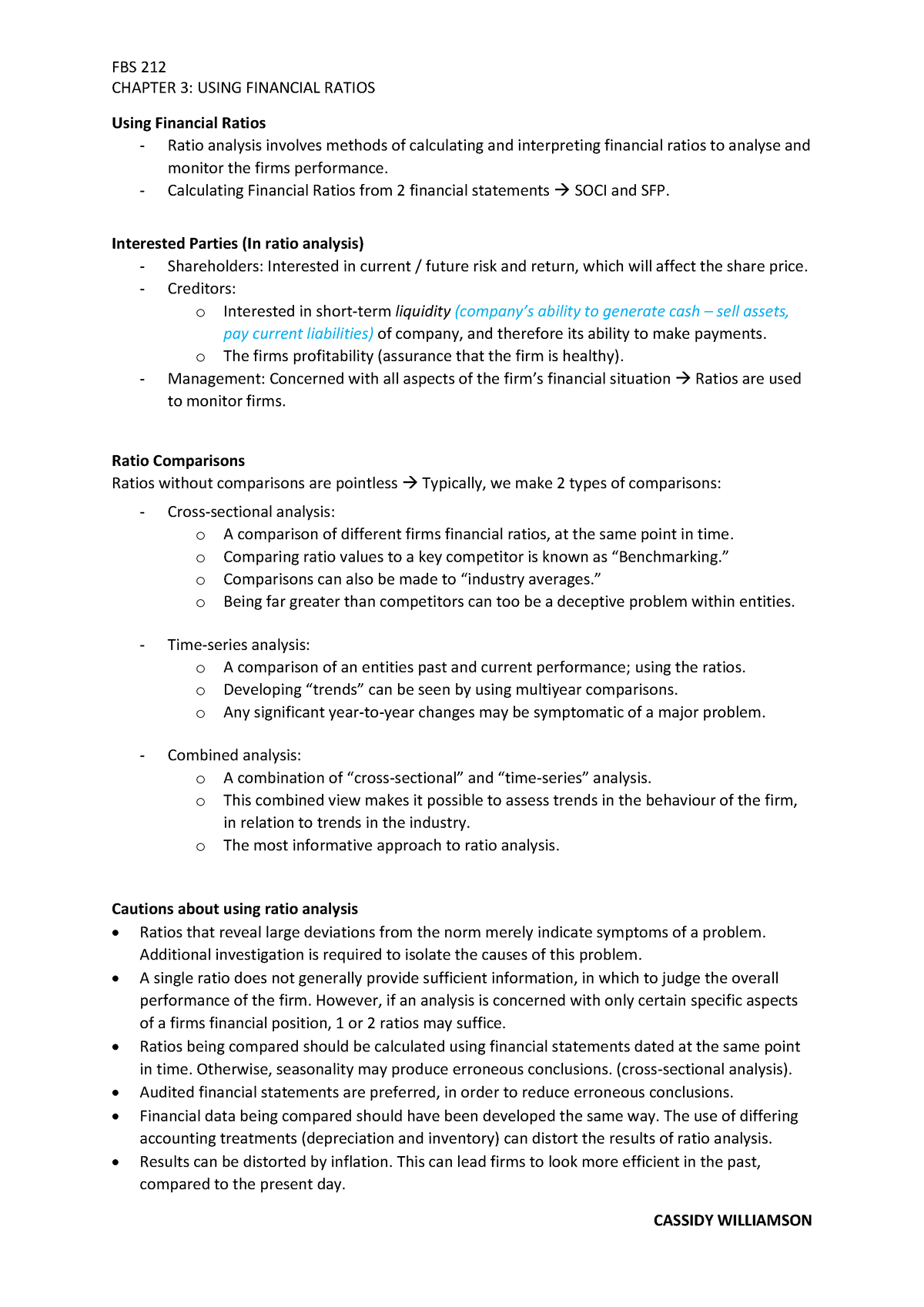 Chapter 3 (Financial Ratios) - CHAPTER 3: USING FINANCIAL RATIOS Using ...