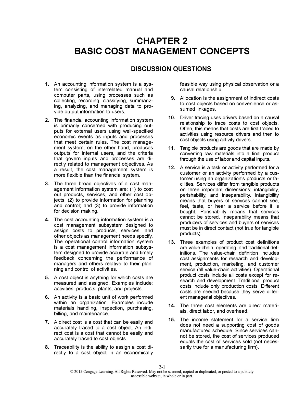 Hmcost 3e Sm Ch02 Goodluck Chapter 2 Basic Cost Management Concepts