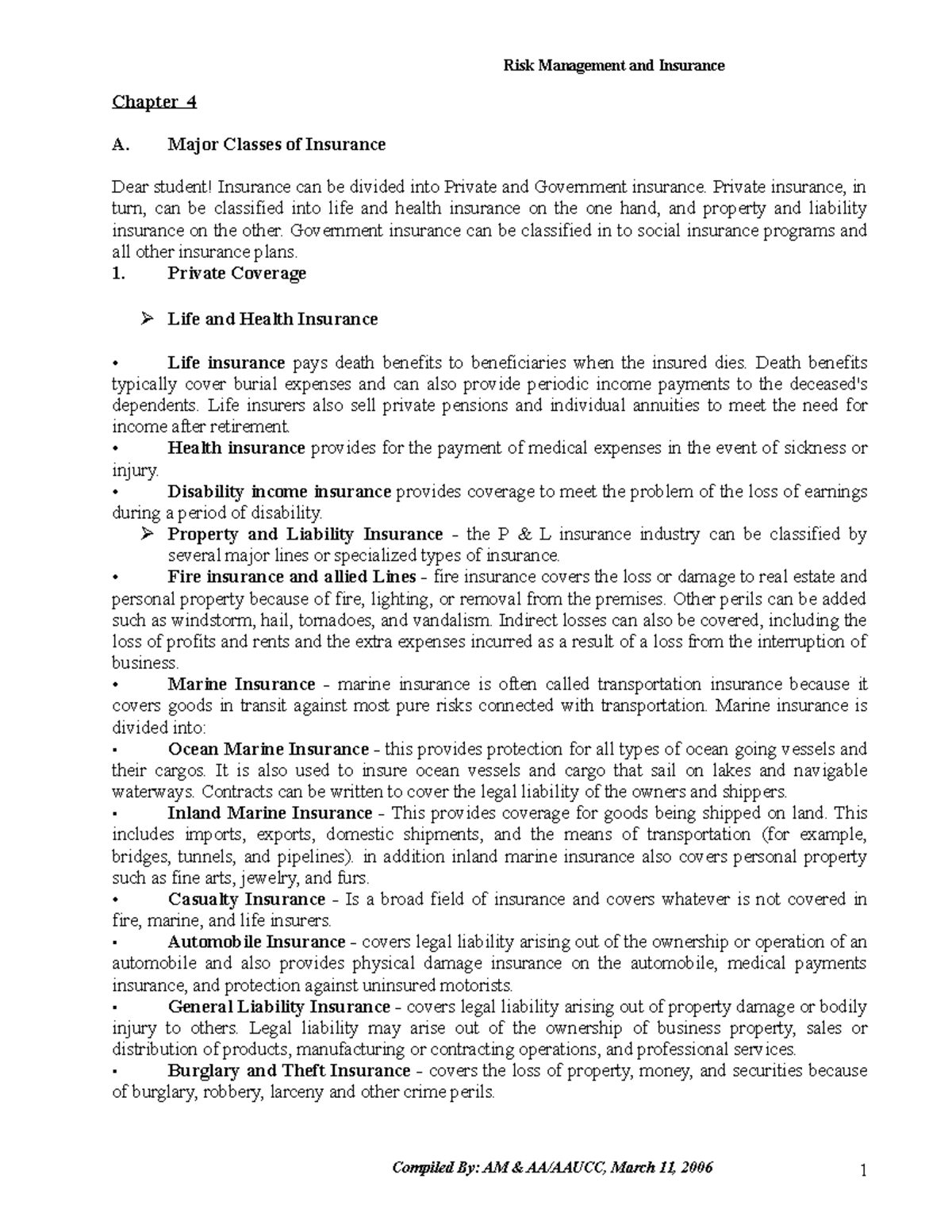 Chapter 5 - focus on application of insurance and it's practical ...