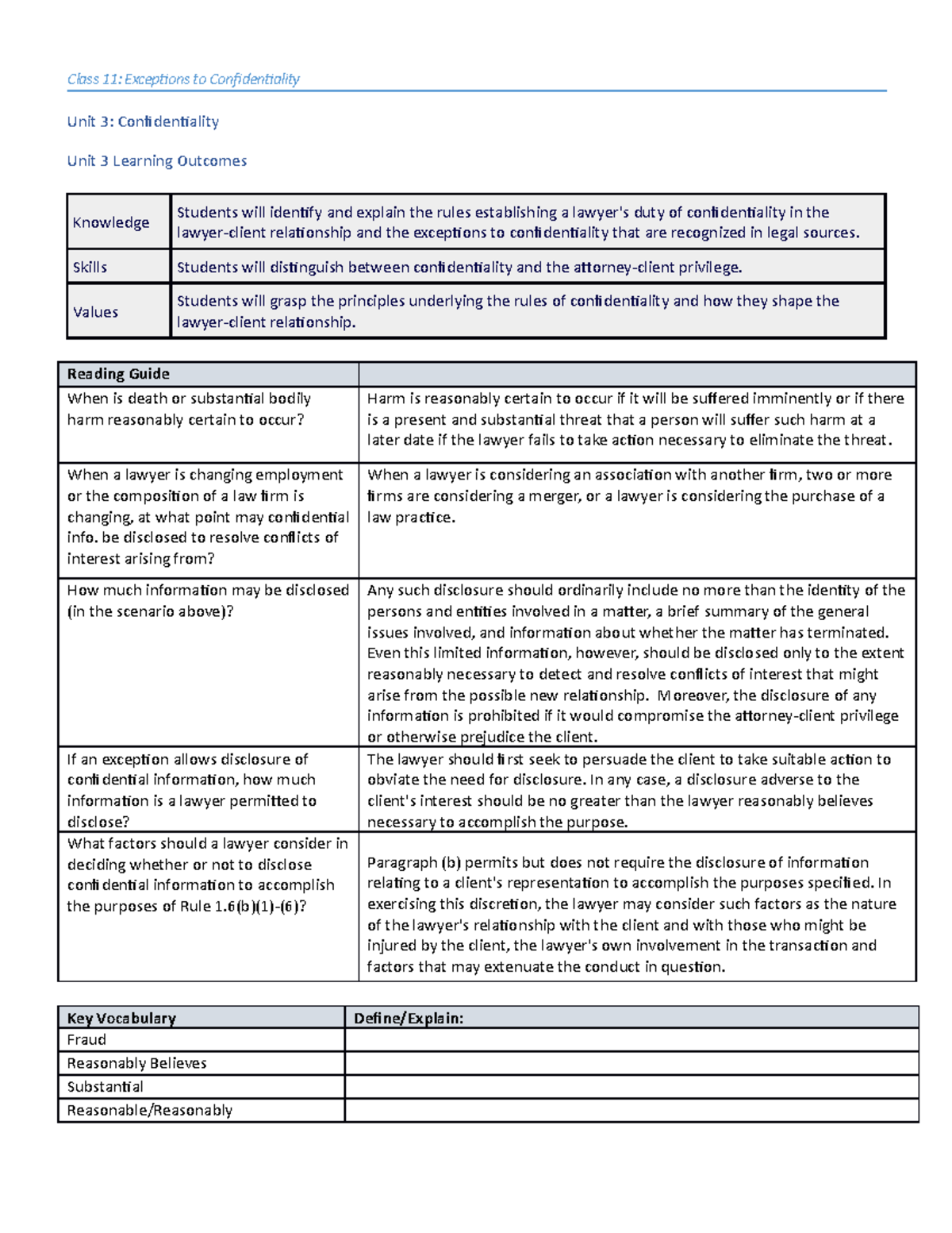 Class+11+Exceptions+to+Confidentiality - Class 11: Exceptions to ...