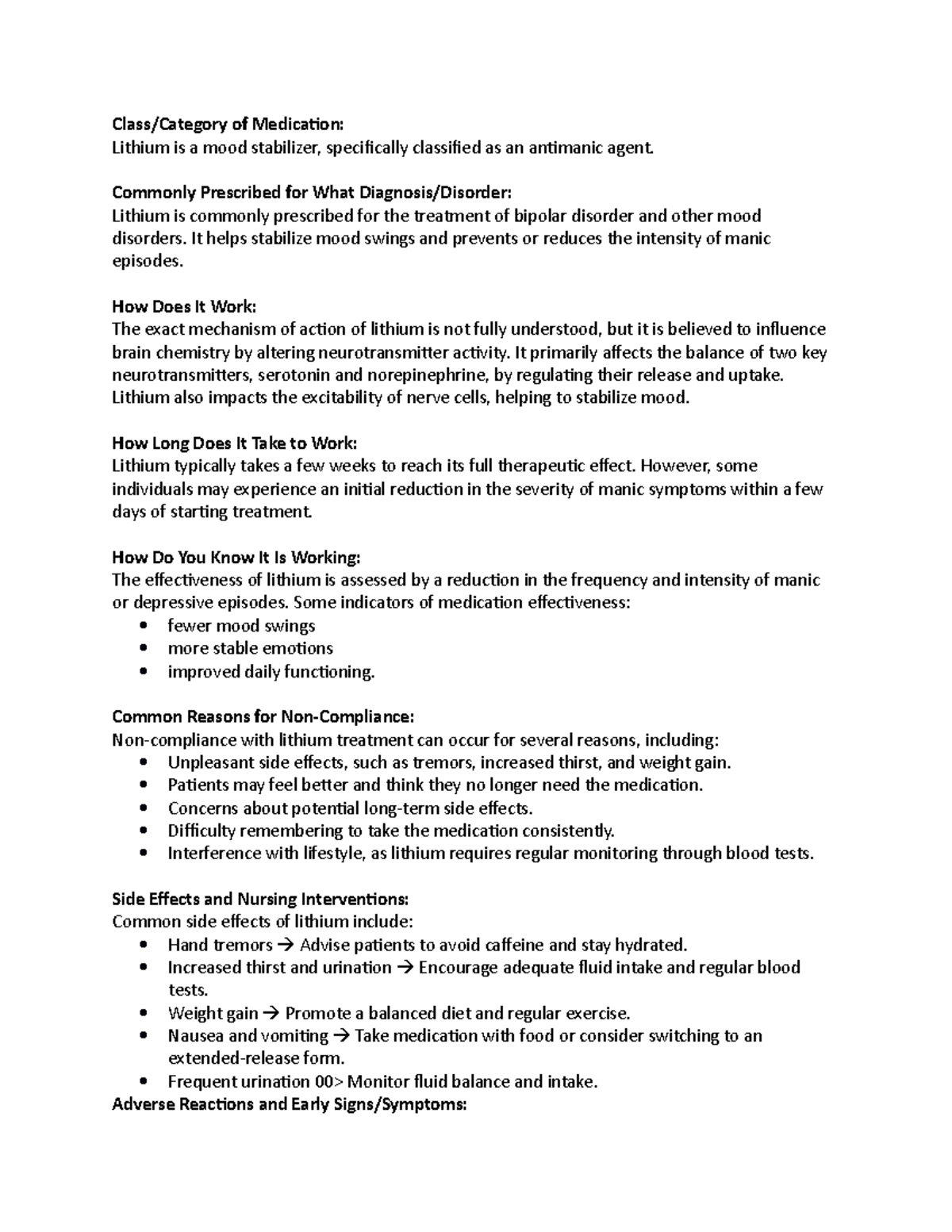 Lithium - Class/Category of Medication: Lithium is a mood stabilizer ...