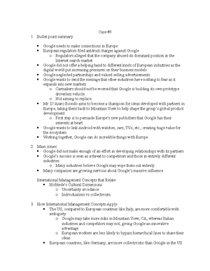 International case 1 - Case 1 on millennials, ethics, the environment ...