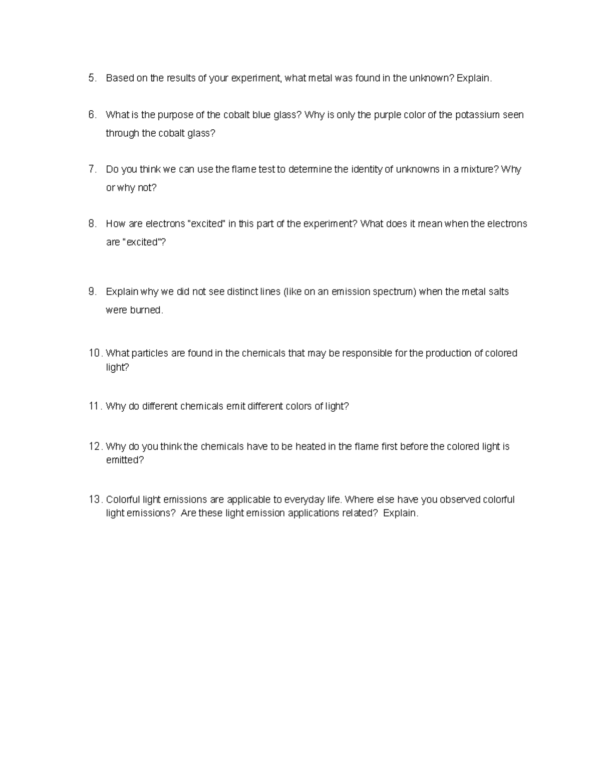 Flame Test Lab (Activity) (dragged) 5. Based on the results of your
