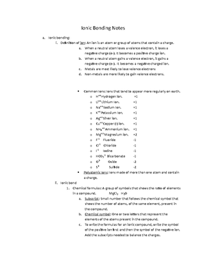 Ionic and covalent bond Studyguide - Name ...