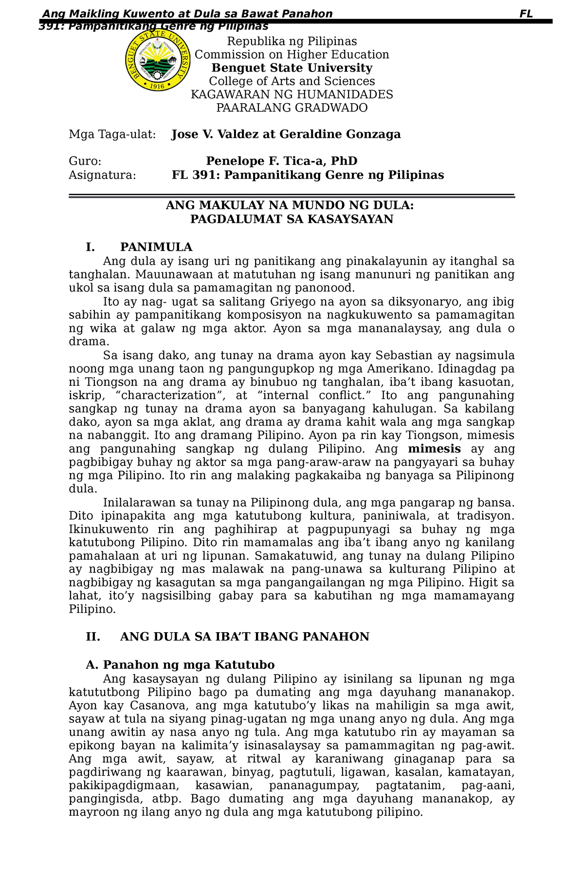 Ang Makulay Na Mundo Ng Dula 391 Pampanitikang Genre Ng Pilipinas Republika Ng Pilipinas 0117