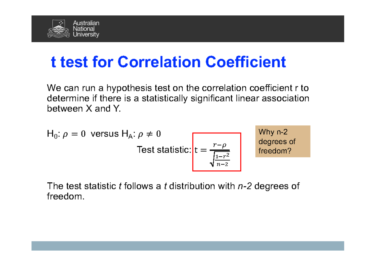 T-test correlation coefficient 2 - t test for Correlation Coefficient ...