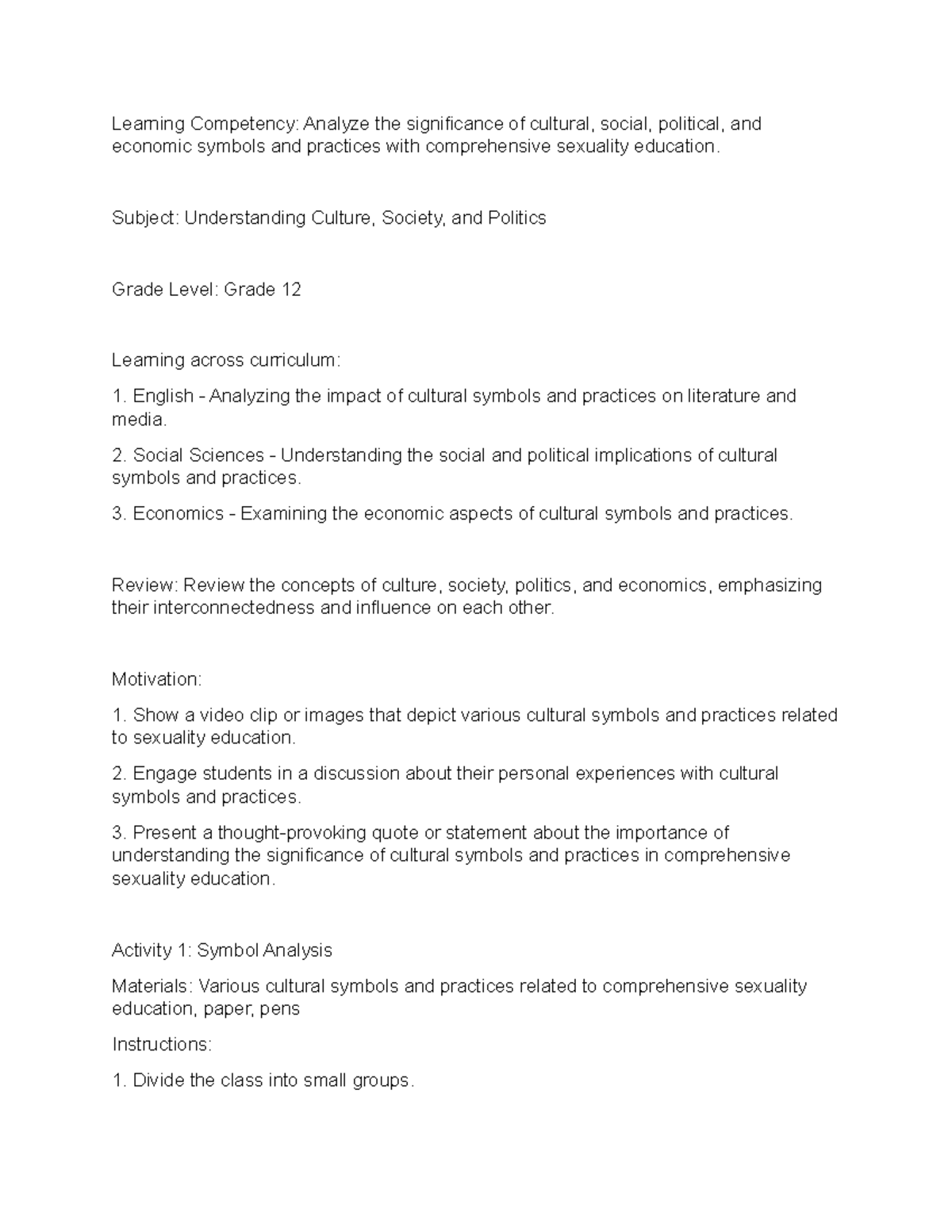 Seminar DLP - sample DLP in PHILOSOPHY - Learning Competency: Analyze ...