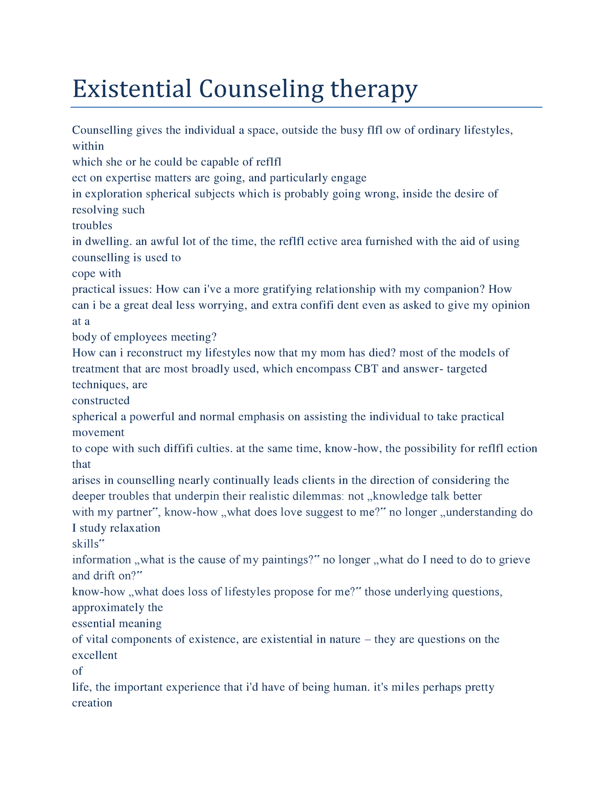 case study using existential therapy