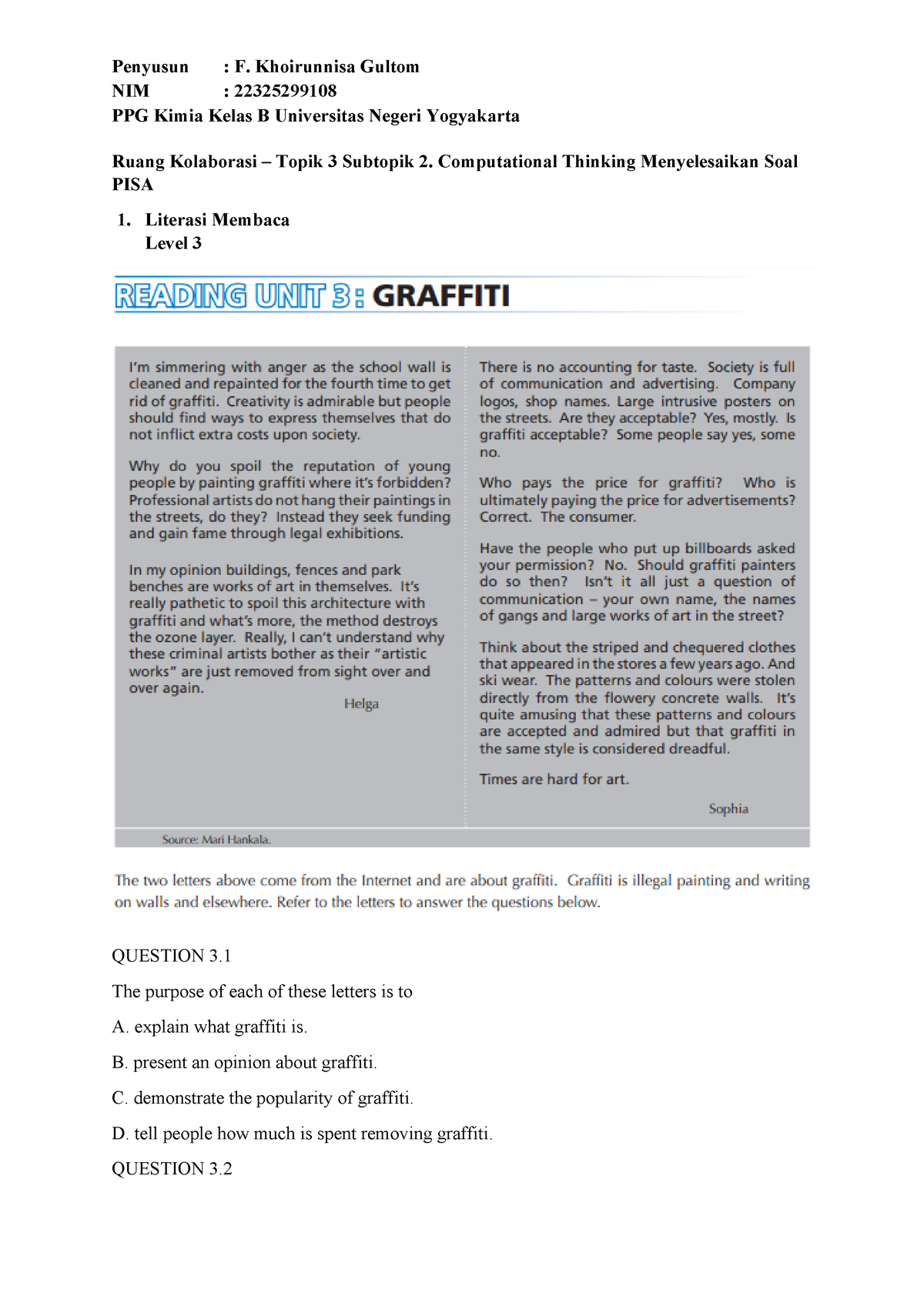 F. Khoirunnisa Gultom RK-Topik 3 Soal Pisa-Subtopik 2 - NIM ...