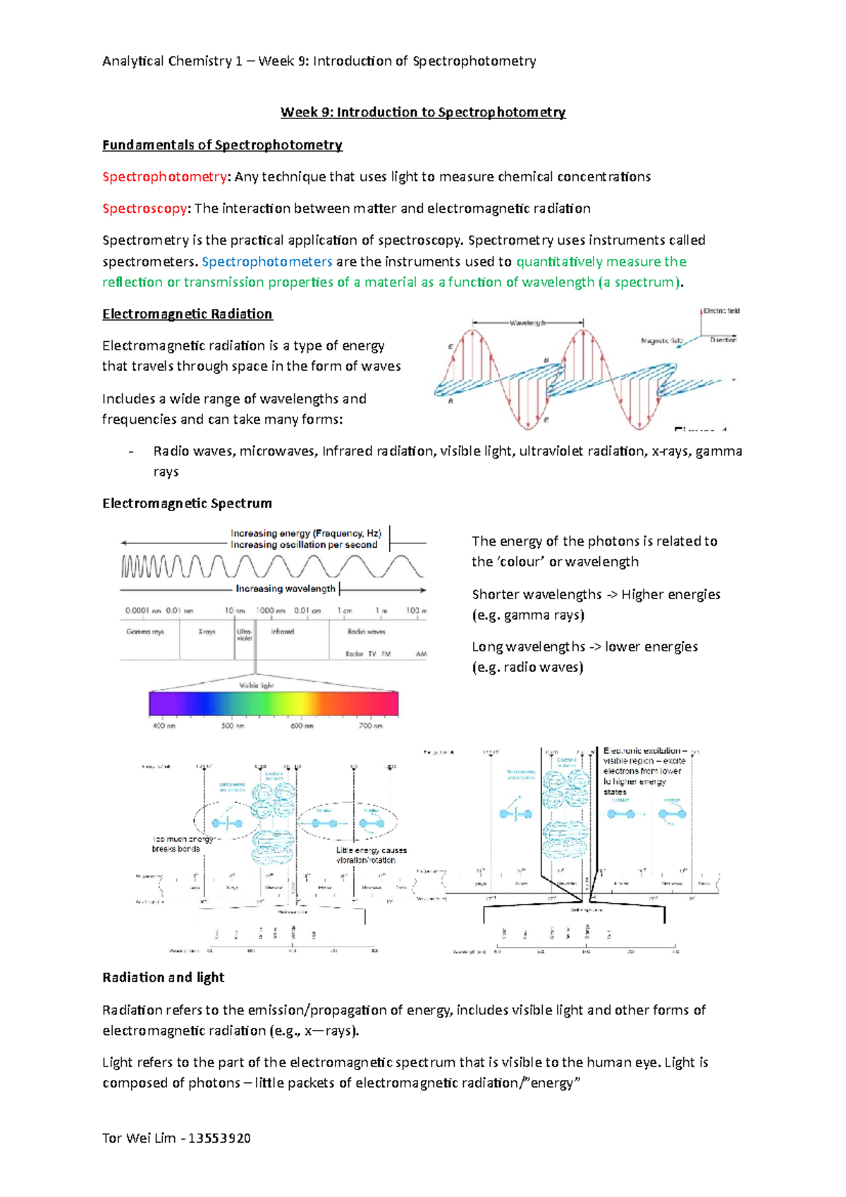Week 9 Introduction to Spectrophotometry Analytical Chemistry 1