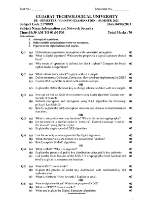 CNS Important Questions - Cryptography and Network Security - Studocu