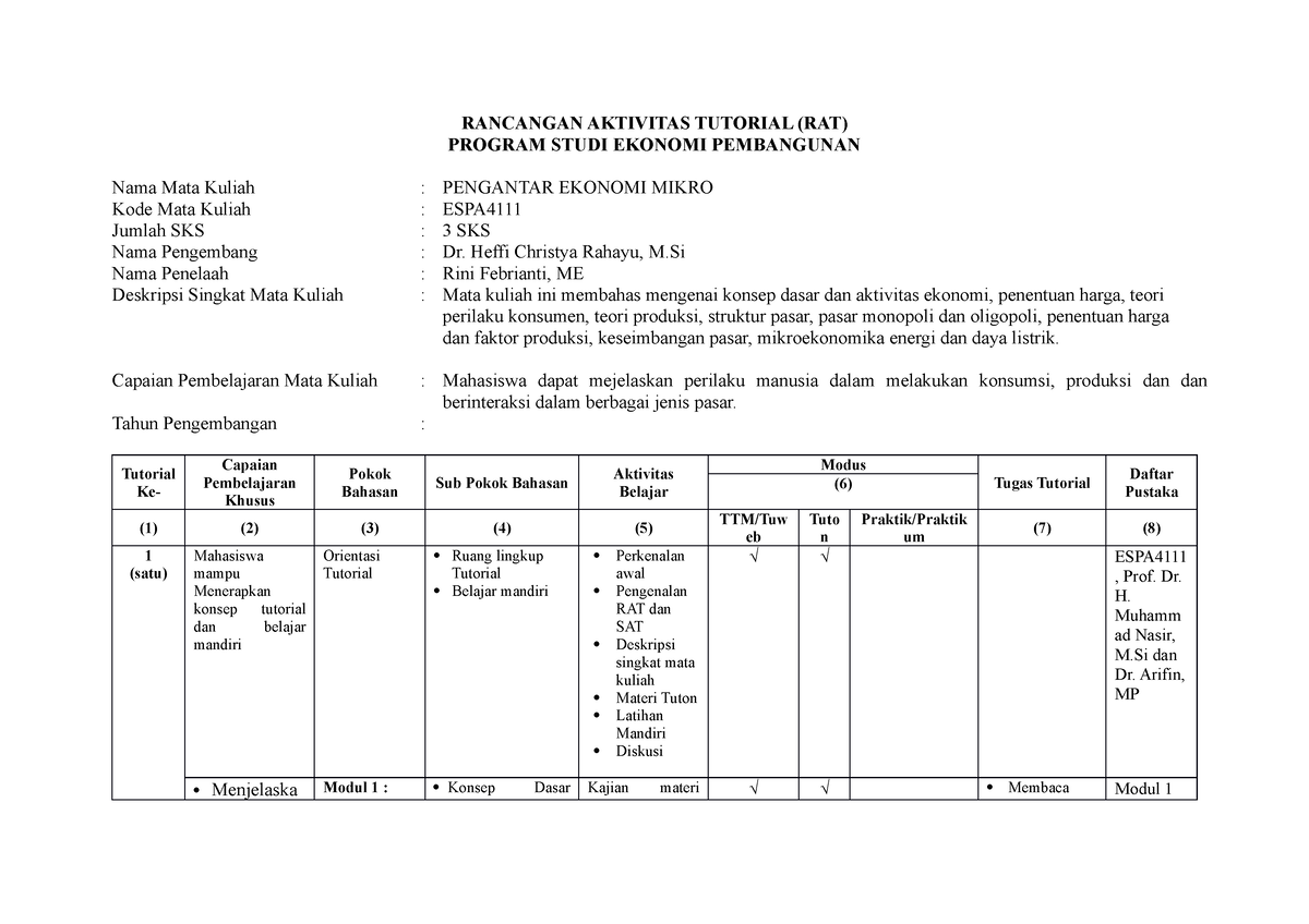 5. Rancangan Aktivitas Tutorial (RAT) - RANCANGAN AKTIVITAS TUTORIAL ...
