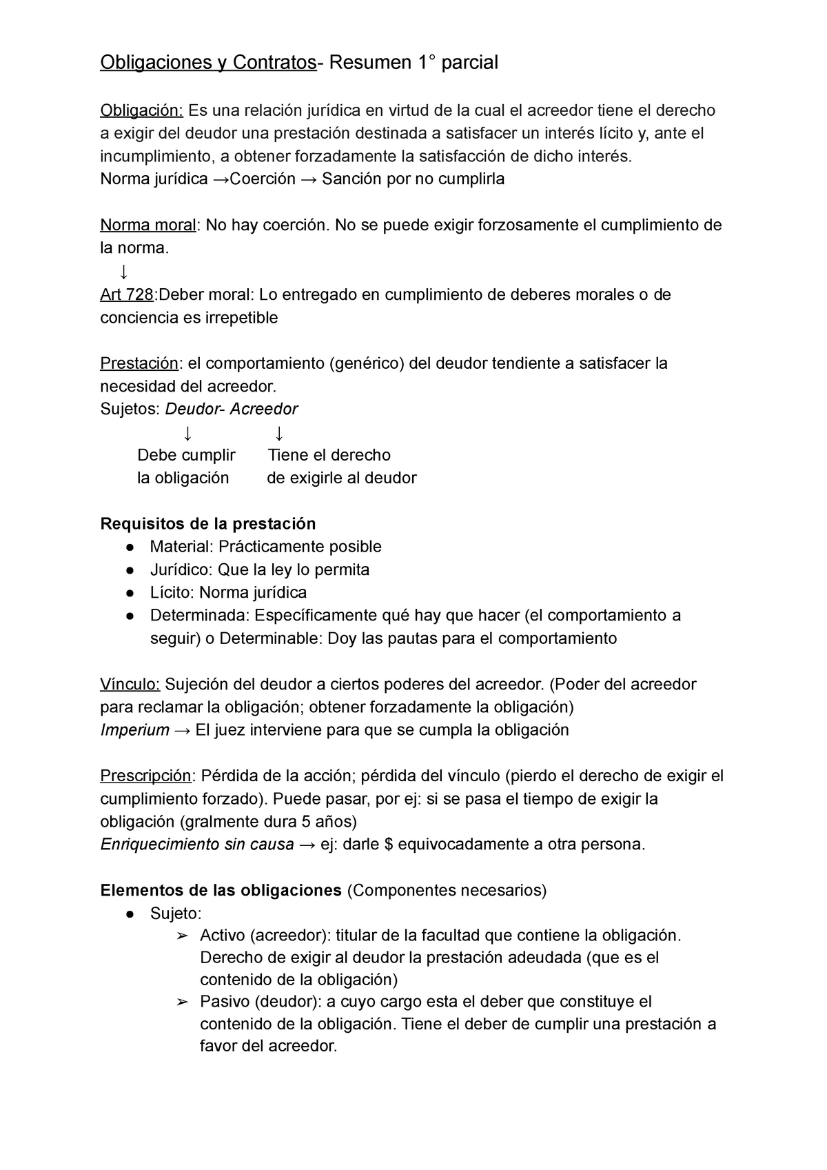 Obligaciones Y Contratos- Resumen 1° Parcial - Obligaciones Y Contratos ...