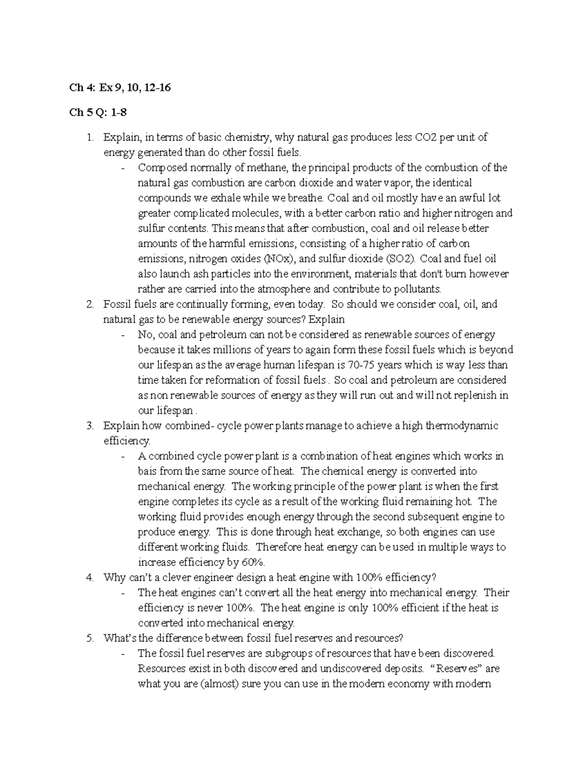 10 5 hw Winn Ch 4 Ex 9, 10, 12 Ch 5 Q 1 Explain, in terms of