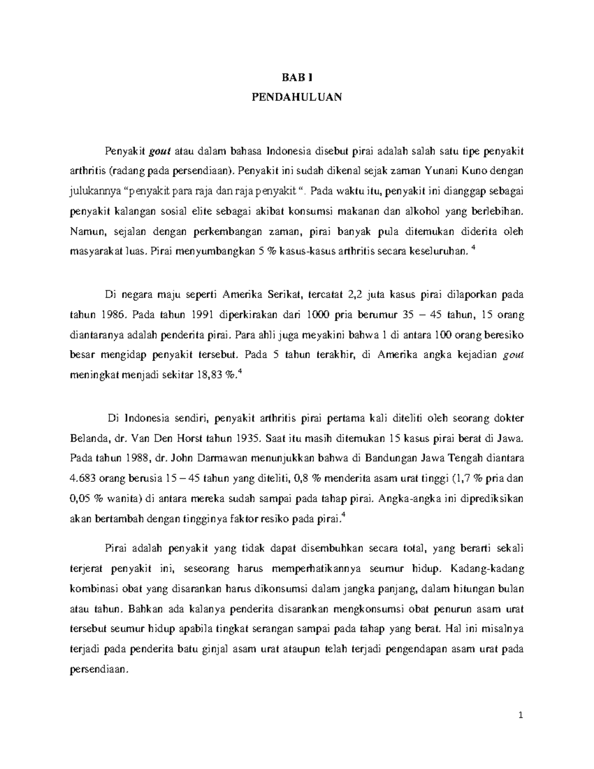 209440321GoutArthritis BAB I PENDAHULUAN Penyakit gout atau dalam