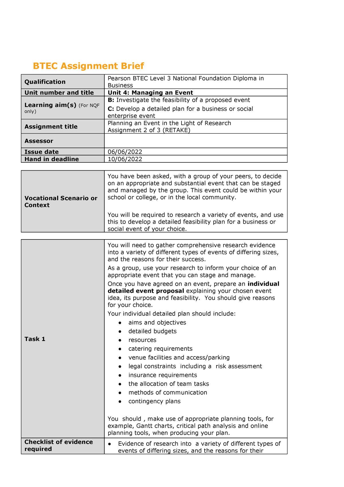 pearson iv assignment brief template