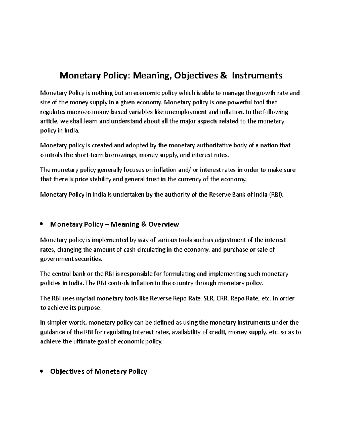 monetary-policy-wps-office-monetary-policy-meaning-objectives